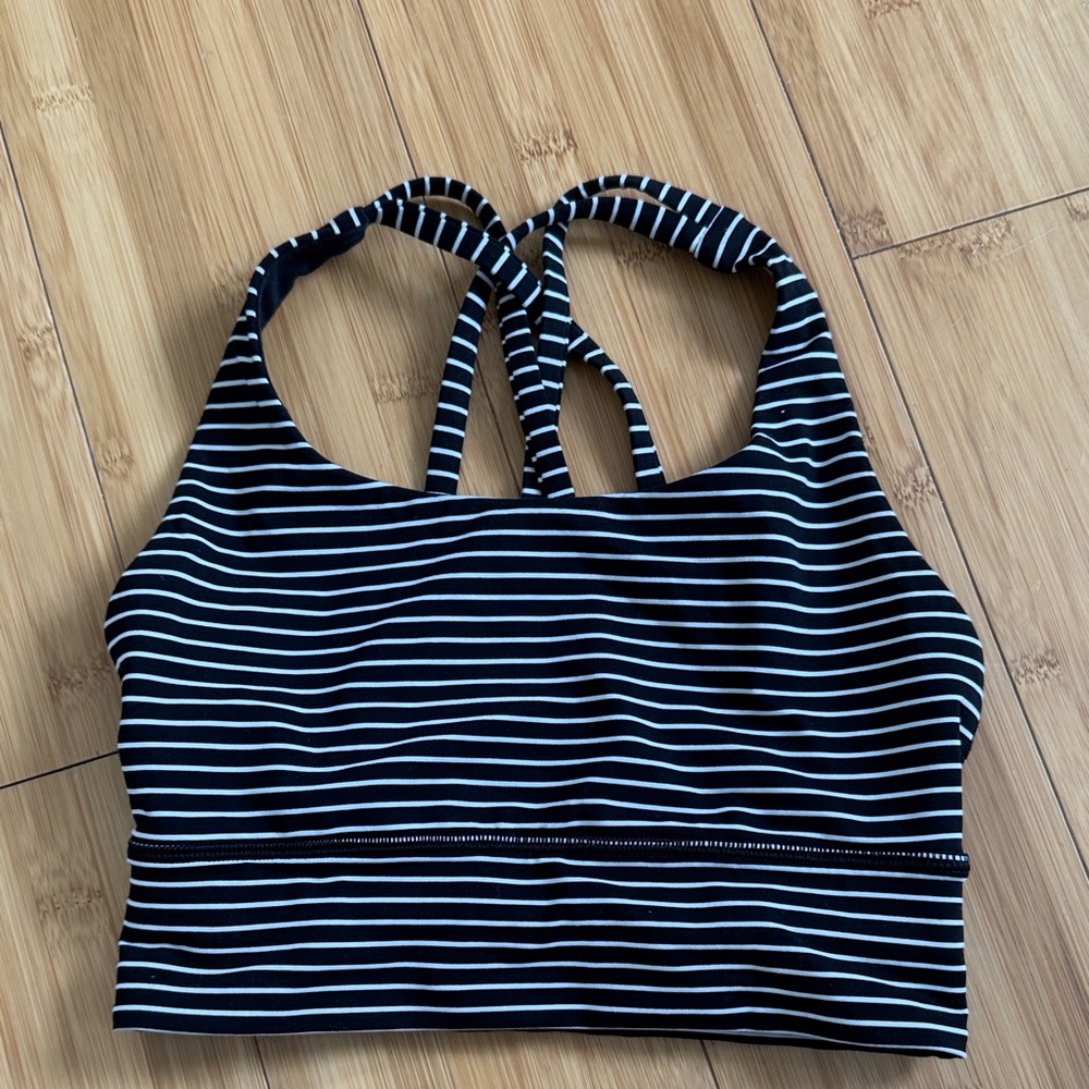 Lululemon Athletica Black and White Striped Sports Bra